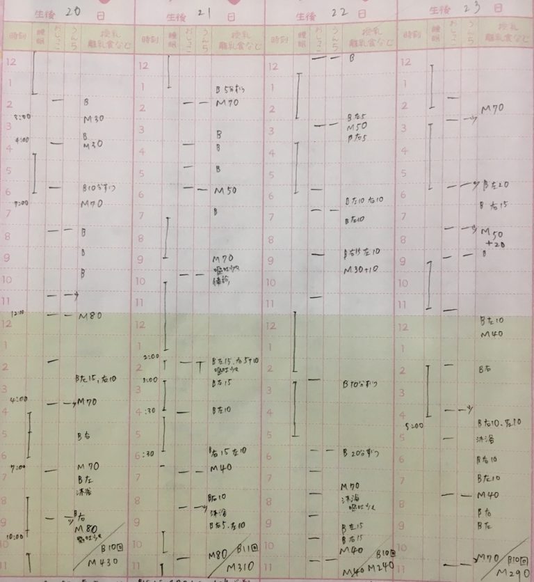 手書きの育児日記 書き方 記入例公開 生後40日まで